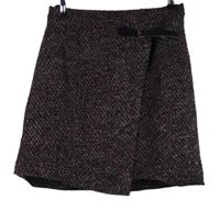 Dámska čierno-vínová melírovaná pletená zavinovací sukňa Monsoon