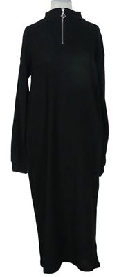 Dámske čierne rebrované fleecové midi šaty zn. Pep&Co