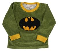 Kaki-žltá zamatová mikina s Batmanem
