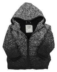 Bílo-černá šusťáková zimní bunda s kapucí Matalan