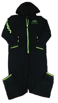 Čierna tepláková kombinéza s potlačou a kapucňou zn. Next