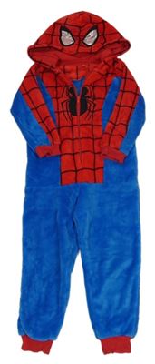 Červeno-modrá chlupatá kombinéza s kapucí - Spiderman C&A
