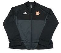 Černo-šedá fotbalová propínací mikina s potiskem Adidas