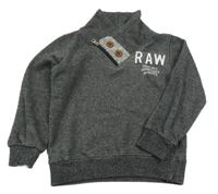 Černo-bílá melírovaná mikina s nápisem 