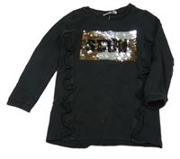 Čierne teplákové šaty s překlápěcími flitre Name it