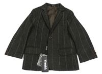 Nové - Tmavohnědé pruhované flaušové sako 