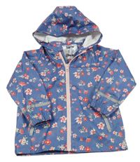 Modrá kvetinová nepromokavá bunda s kapucňou Lupilu