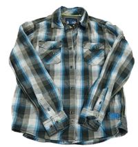 Šedo-černo-bílo-modrá kostkovaná košile C&A