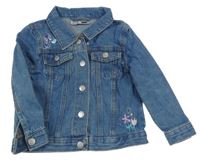 Modrá riflová bunda s motýlky a kytičkami Ergee