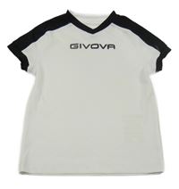 Bílo-černé sportovní tričko s nápisem 