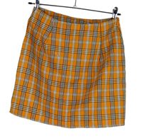 Dámska oranžovo-čierno-bielá kockovaná sukňa s rozparky Shein