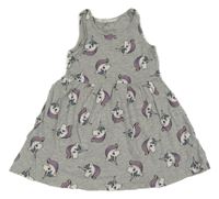 Sivé bavlnené šaty s jednorožcami H&M