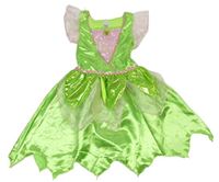 Kockovaným - Zeleno-svetloružové šaty s flitry - Zvonilka zn. Disney