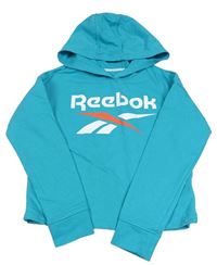 Azurová crop mikina s kapucí Reebok