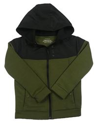 Khaki-černá mikina s šusťákovou vsadkou a kapucí Primark