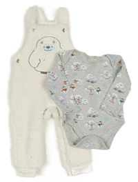 2set - Smetanové huňaté laclové tepláky s Yettim + body F&F