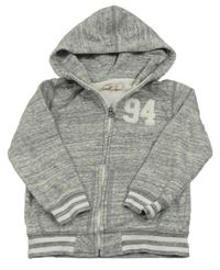 Sivá melírovaná prepínaci mikina s číslom a kapucňou H&M