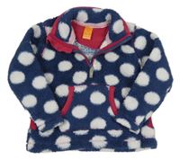 Tmavomodro-biela bodkovaná á chlpatá mikina