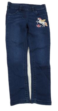 Tmavomodré džegíny s jednorožcami C&A