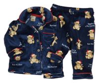 Tmavomodré plyšové pyžamo s medvídky George