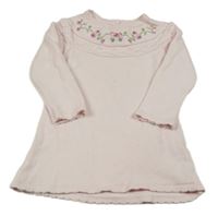 Světlerůžové pletené šaty s kytičkami 