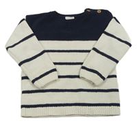 Světlebéžovo-tmavomodrý sveter s pruhmi F&F