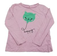 Růžové triko s kočkou H&M