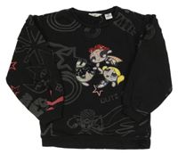 Černá vzorovaná mikina s obrázkem z flitrů Desigual