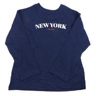 Tmavomodré tričko s nápisom H&M