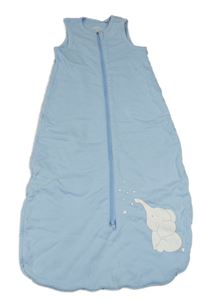 Světlemodrý bavlněný podšitý spací pytel se slonem 