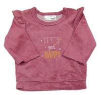 Ružová zamatová rebrovaná mikina s nápisom Ergee