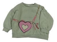 Svetlozelená mikina s kabelkou - srdce River Island