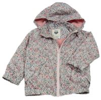 Svetloružová šušťáková jarná bunda s kvietkami a kapucňou LC WaIKIKI