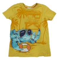 Okrové tričko s krabom