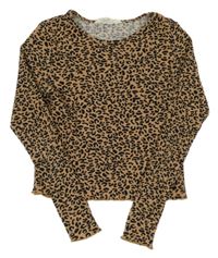 Hnědo-černé vzorované crop triko H&M