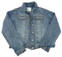 Modrá riflová crop bunda s prošoupáním a límečkem Next