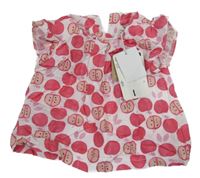 Nové - Bílo-růžová halenka s jablíčky Mayoral