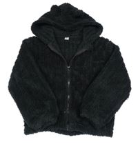 Čierna chlpatá prepínaci mikina s kapucňou