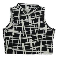 Čierno-biely vzorovaný crop top Shein