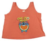 Jahodový crop top so Stitchem Disney