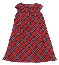 Červeno-tmavomodro-biele kockované šaty s mašlou H&M