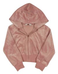 Ružová plyšová prepínaci crop mikina s kapucňou H&M
