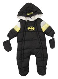 Černo-šedá šusťáková zimní kombinéza s kapucí - Batman + rukavice