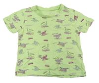 Světleneonově zelené tričko s dinosaurami Primark
