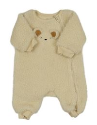 Smetanový huňatý overal s medvídkem M&S