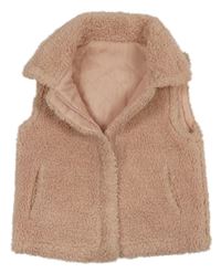 Svetloružová huňatá zateplená vesta Dunnes