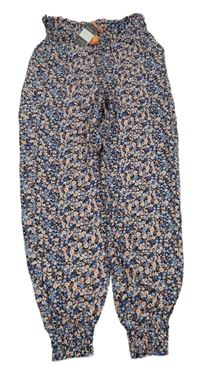 Nové - Čierne turecké nohavice s kvietkami Primark