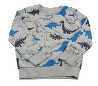 Sivá melírovaná mikina s dinosaurami C&A