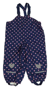 Tmavomodré šusťákové podšité laclové kalhtoy s puntíky Impidimpi
