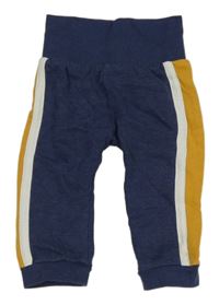 Tmavomodro-okrové tepláky s pruhmi Manguun